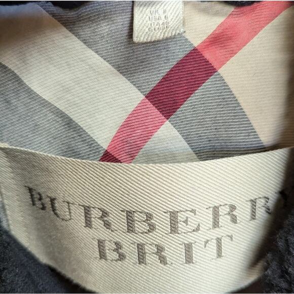 Burberry Brit Wool Belted Trench Coat with Shearling Collar Size US 6 / IT 40 - Picture 4 of 6